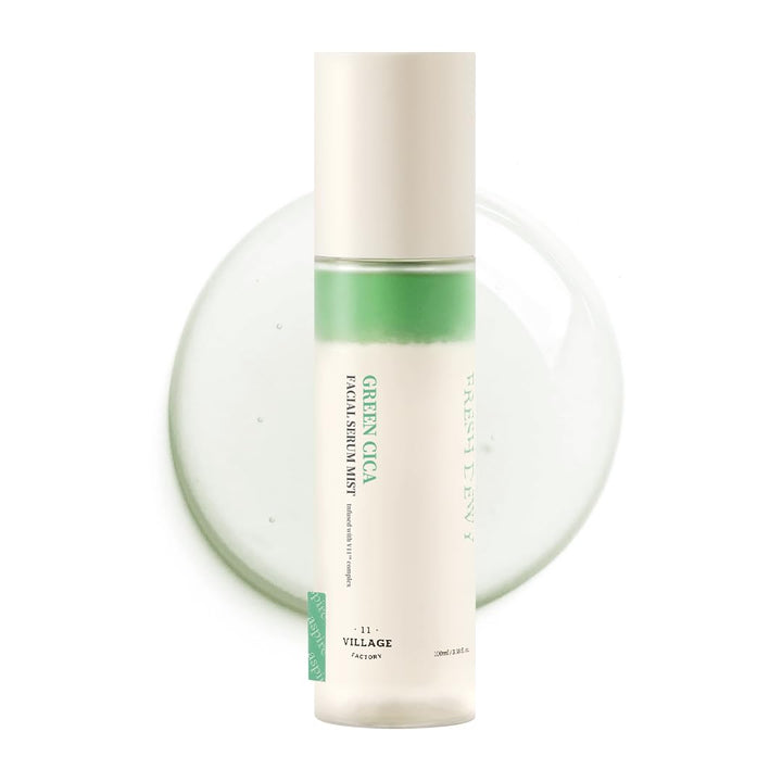 VILLAGE11FACTORY Fresh Dewy Green Cica Facial Serum Mist Korean Face Spray for Deep Hydration Skincare on the Go 3.38 oz