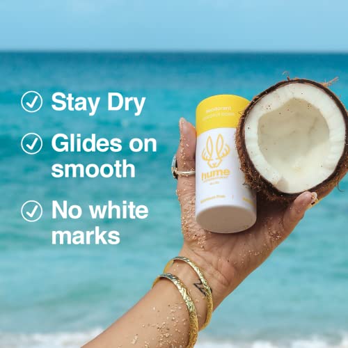 Hume Supernatural Aluminum Free Deodorant for Women & Men - Safe for Sensitive Skin - Probiotic, Plant-Based, Baking Soda Free, Aloe, & Cactus Flower, Anti Sweat, Stain & Odor - Coconut Coast 1-Pack