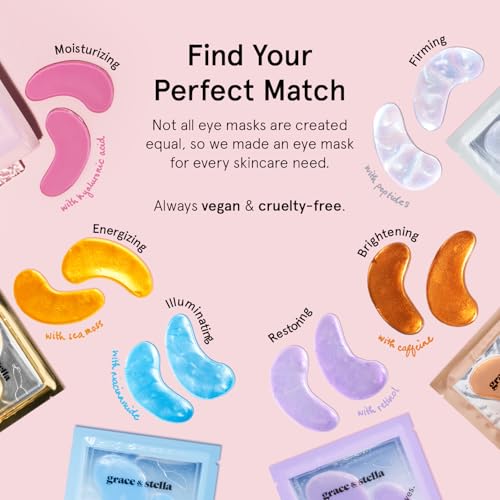 grace & stella Under Eye Mask - Gifts for Women - Travel Essentials - Reduce Dark Circles, Puffy Eyes, Undereye Bags, Wrinkles - Gel Under Eye Patches for Bridesmaid - Vegan Self Care (24 Pairs, Gold)