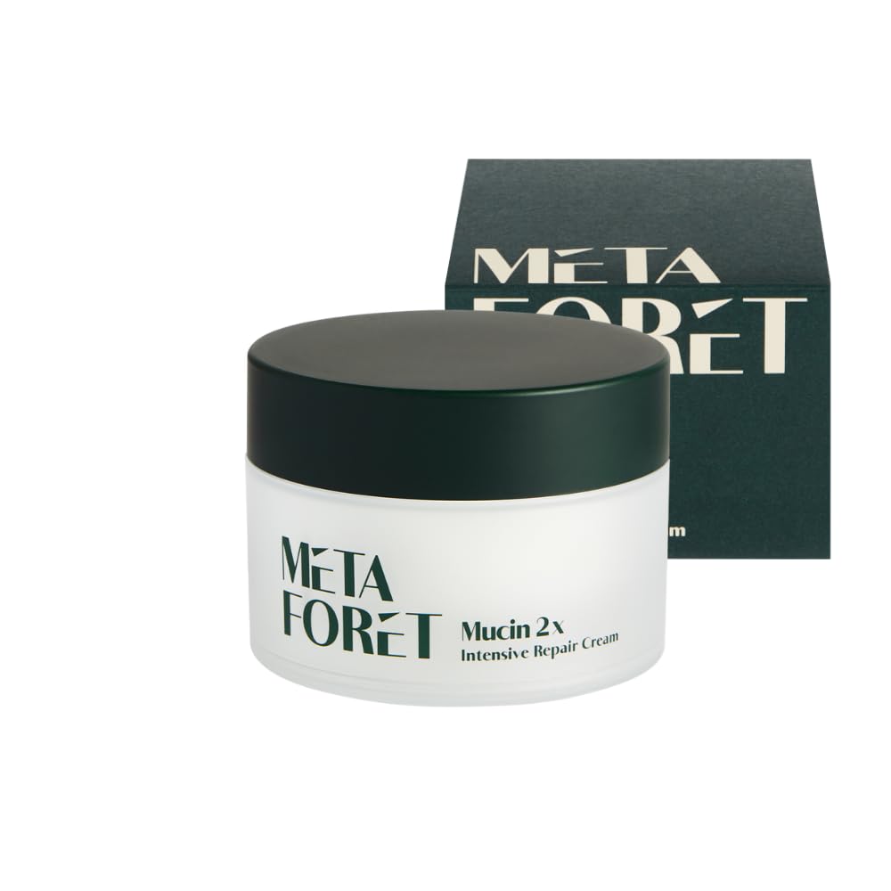 META FORET Mucin 2x Intensive Repair Cream 1.76oz 50grams / Day and Night Face Moisturizer for Dry, Sensitive, Hydrating, Nourishing, Anti Aging, No More Snail Mucin