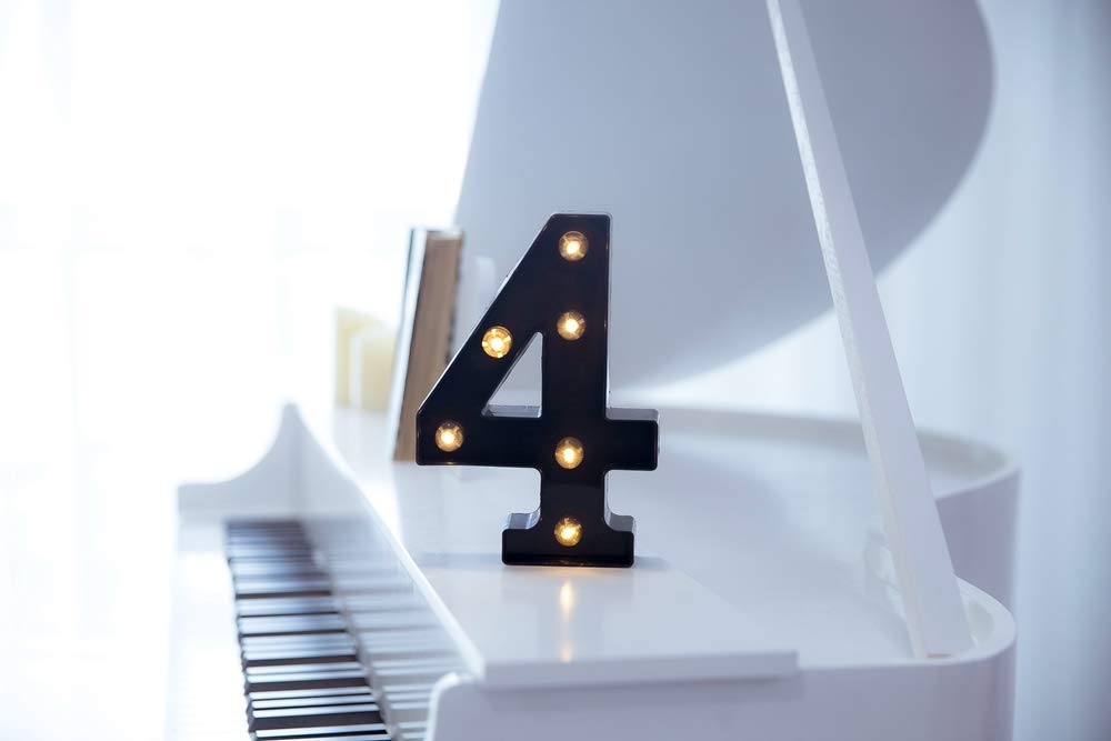 Foaky Black LED Marquee Number Lights Sign Light Up Marquee Number Lights Sign for Night Light Wedding Birthday Party Battery Powered Christmas Lamp Home Bar Decoration