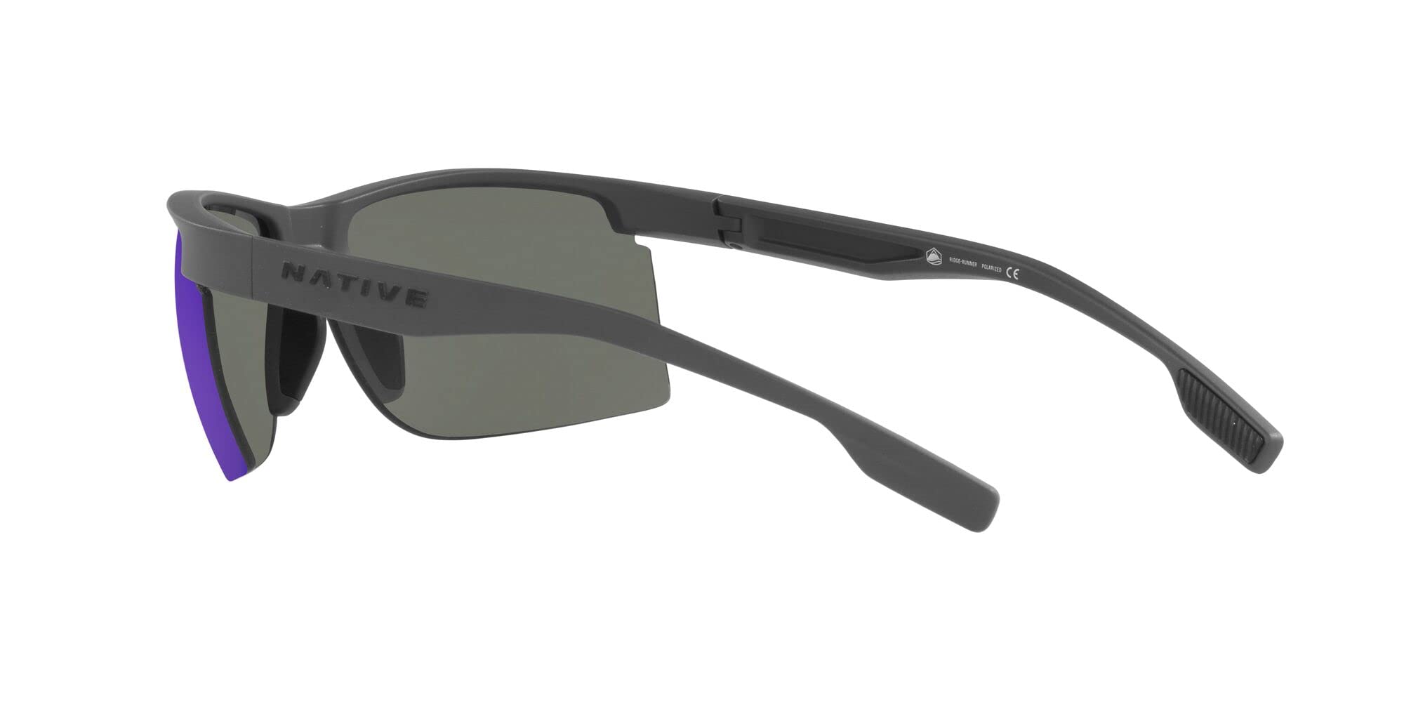 Native Eyewear Ridge-Runner Sunglasses, Matte Granite/Polarized Blue Reflex, 68 mm