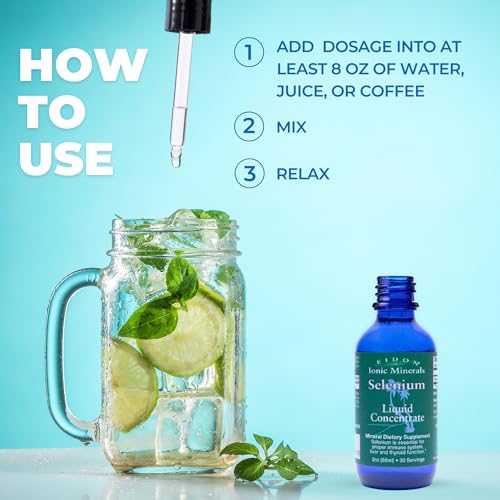 Eidon Ionic Minerals Liquid Selenium, Selenium Drops, Sodium Selenate Supplement, Support Liver Health and Thyroid Function, Immune System Support, 2 oz