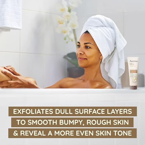 Aveeno Fragrance-Free Body Scrub for Smoother, More Even Skin Tone - Prebiotic Oat Formula for Sensitive Skin, Exfoliating and Renewing, 8 oz