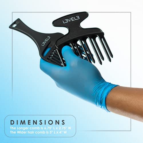 Level 3 Hair Pick Comb Set - Glides Through Hair Easily - Professional Salon Quality - Rounded Tips to Prevent Irritation - Level Three Hair Picks - 2pc