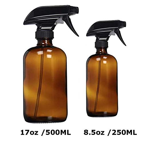 1Pack 8.5oz 250ML Refillable Brown Glass Spray Bottles Fine Mist Sprayer Container With Black Trigger For Aromatherapy Cleaning Products Water Essential Oils Stream Settings Pot
