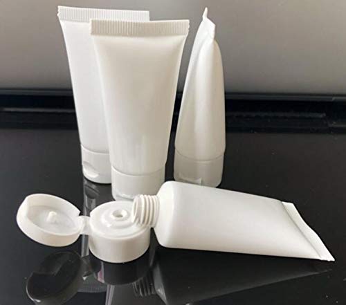 QUUPY 24PCS 20ML/0.68oz Empty Refillable Cosmetic Squeeze Tube Bottle Containers Jars Pot With Flip Cap For Makeup Shampoo Facial Cleanser Body Cream Shower Gel Liquids Lip Gloss(White)