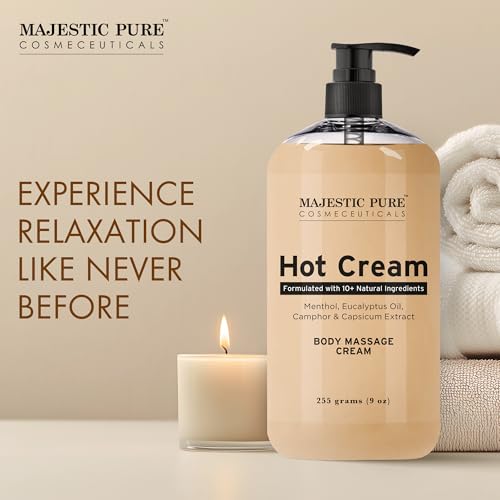 Majestic Pure Hot Cream | Cream for Body, Anti Cellulite Cream for Thighs and Butt | Moisturizing Sweat Cream for Women & Men | 9 Oz