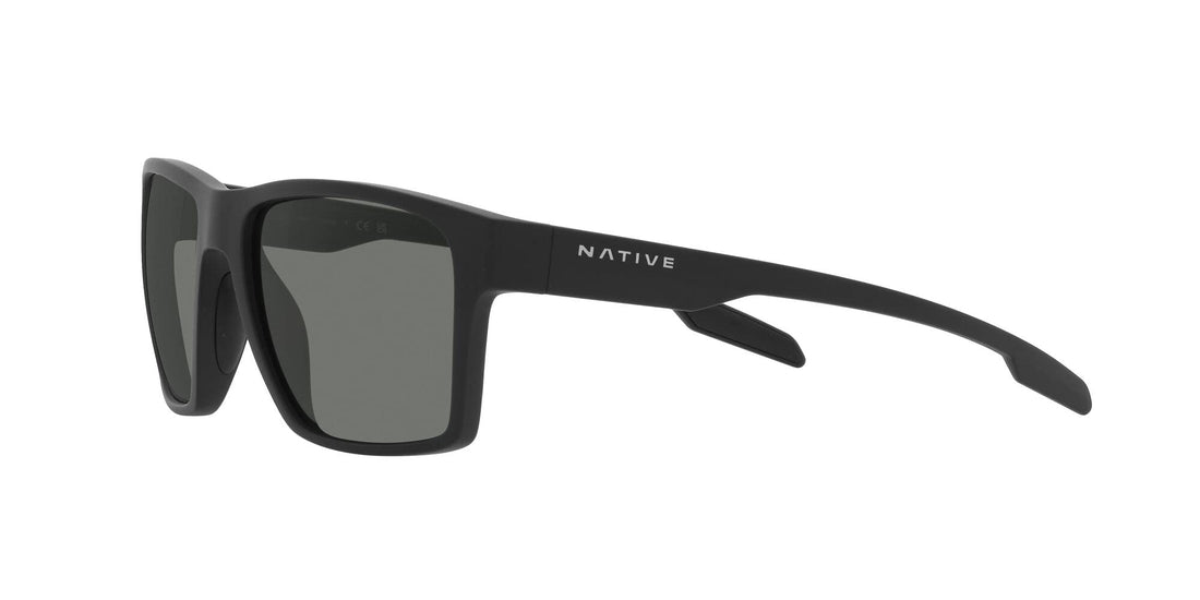 Native Men's XD9041 Breck Square Sunglasses, Matte Black/Grey Polarized, 56 mm