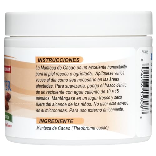 De La Cruz Cocoa Butter - 100% Pure and Natural Cocoa Butter For Dry, Rough Skin - All Natural Hydrating Moisturizer, (Jar - 1 Count, 4 Ounce)