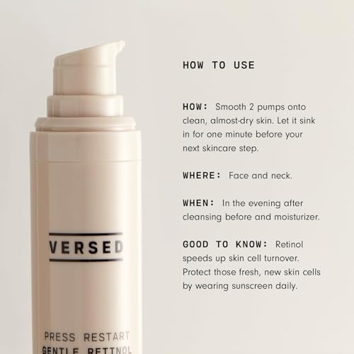 Versed Press Restart Gentle Retinol Serum - Bakuchiol Retinol Alternative Anti-Aging Serum for Even Skin Tone, Fine Lines and Wrinkles for Sensitive Skin - Vegan (1 fl oz)