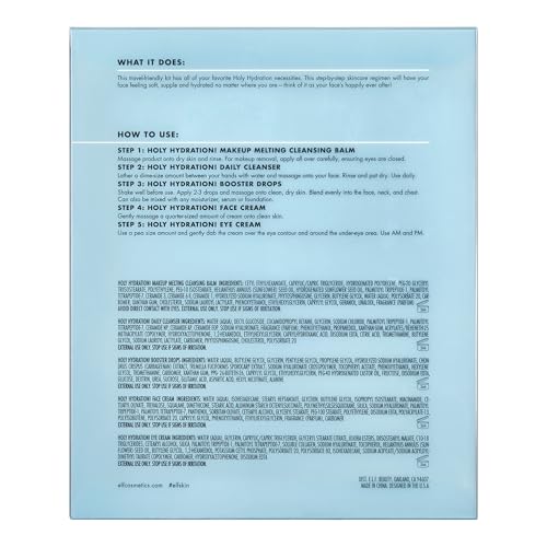 e.l.f. SKIN Holy Hydration! Hydrated Ever After Skincare Mini Kit, Cleanser, Makeup Remover, Moisturiser & Eye Cream For Hydrating Skin, Airplane-Friendly Sizes