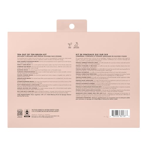 e.l.f. Ten Out Of Ten Brush Set, 10 Piece Brush Kit, Brushes For Face Makeup, Eyes, Brows & More, Made With Synthetic Bristles, Vegan & Cruelty-Free