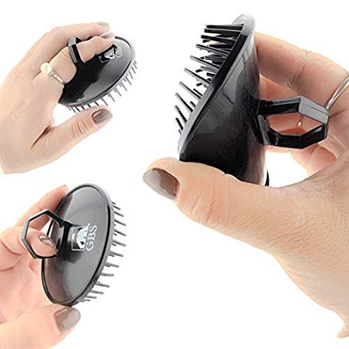 GBS Soft Pocket Shower Palm Hair Brush. Massage & Head Scratcher. 4-Pack - 2 Gray 2 Black Shower Shampoo Brush - Head Scrubber Promotes Hair Growth. Multi Use for Women Men Beard !