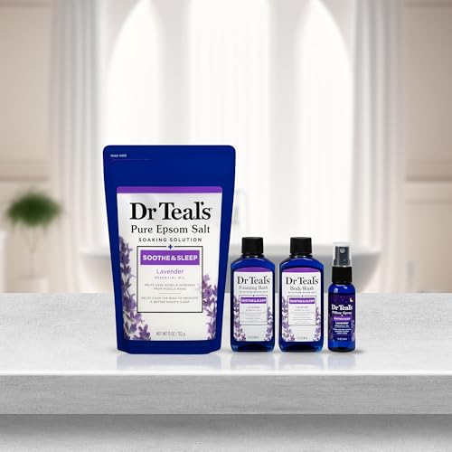 Dr Teal's Holiday Gift Set - Lavender - 4 Piece Bath Sampler, Perfect for Stocking Stuffers