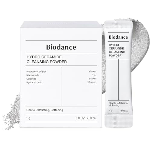 Biodance Hydro Ceramide Cleansing Powder, Gentle Exfoliating Daily Facial Cleanser with Hyaluronic Acids & Ceramides, Enzyme Powder | 0.03 oz x 30ea