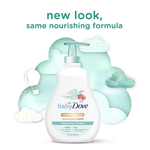 Baby Dove Sensitive Skin Care Baby Wash For Baby Bath Time Fragrance Free Moisture Fragrance Free and Hypoallergenic, Washes Away Bacteria 13 oz