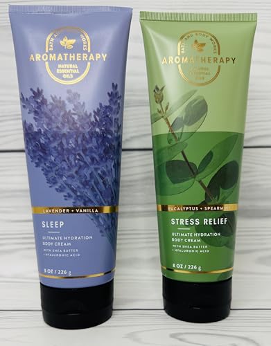 Bath & Body Works Aromatherapy Eucalyptus Spearmint and Lavender Vanilla Ultimate Hydration Body Cream 8 Ounces Pack of 2