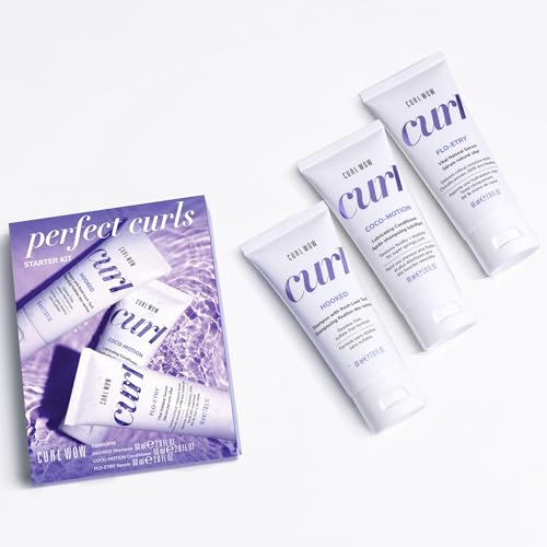 COLOR WOW - CURL WOW Perfect Curls Starter Set | 3 piece Curl Wow starter set including deluxe travel size HOOKED Shampoo, COCO-MOTION Conditioner & FLO-ETRY Serum 2.0 Fl Oz (Pack of 3)