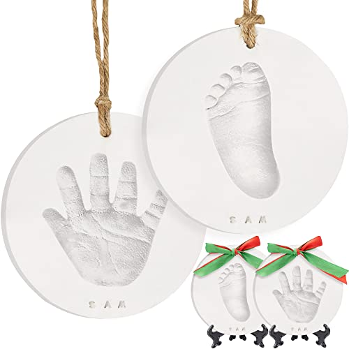Baby Hand and Footprint Kit Girls, Boys - Personalized Baby Footprint Ornament Kit, Newborn Keepsake Gifts for New Mom, Easy to Use Handprint Makers, Cute Shower & Mother's Day Gifts(Multi-Colored Pai