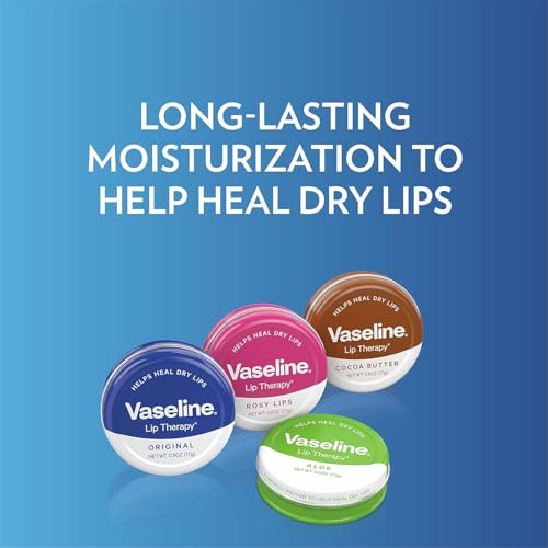 Vaseline Lip Therapy Rosy Lips Tin 3-Pack – Tinted Lip Balm for Soft, Smooth, Glossy Lips, 0.6 Oz Ea