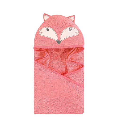 Hudson Baby Unisex Baby Cotton Animal Face Hooded Towel, Miss Fox, One Size