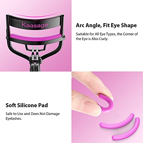 Kaasage Eyelash Curler with Pads, Lash Curler with 5 Extra Silicone Replacement Pads, Achieve Perfect Curls in 5 Seconds