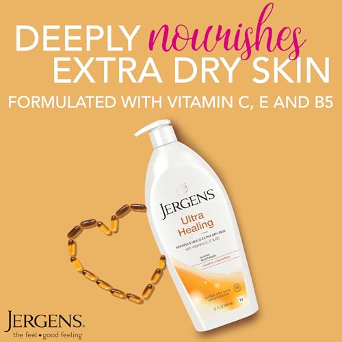 Jergens Ultra Healing Dry Skin Moisturizer, Body and Hand Lotion for Dry Skin, for Quick Absorption into Extra Dry Skin, with HYDRALUCENCE blend, Vitamins C, E, and B5, 32 Ounce