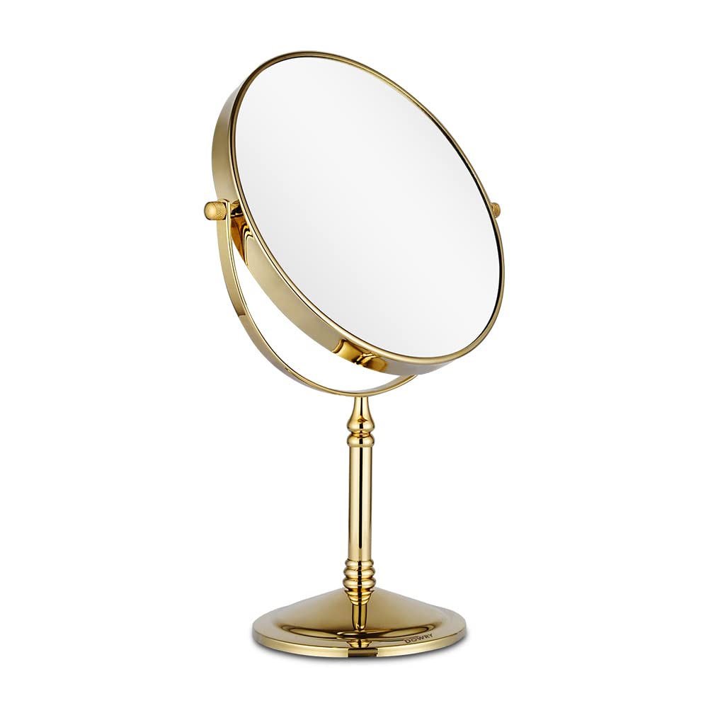 DOWRY 8-Inch Tabletop Swivel Vanity Magnifying Mirror 10x Magnification,Gold Finish, Double Sided 2202J(10x)