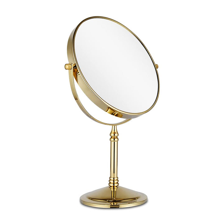 DOWRY 8-Inch Tabletop Swivel Vanity Magnifying Mirror 10x Magnification,Gold Finish, Double Sided 2202J(10x)