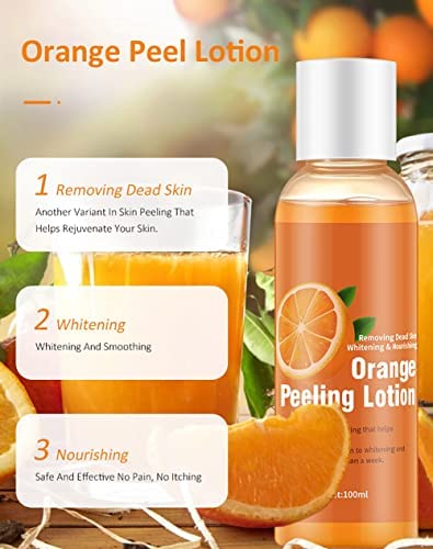 2PCS Orange Peeling Lotion, Body Peeling Lotion, Instant Exfoliation Dead Skin Remover Peeling Gel for Skin Body Face Neck Knees Foot