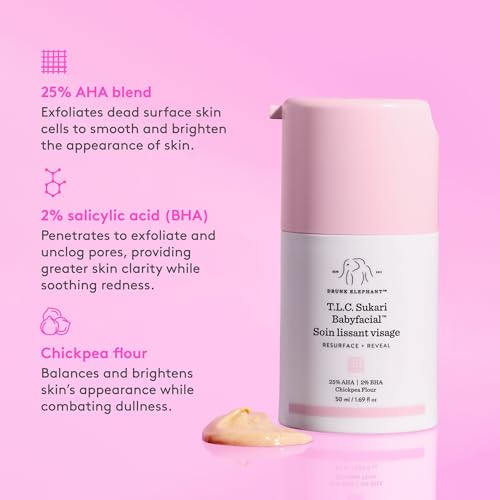 Drunk Elephant T.L.C. Sukari Babyfacial - 50 ml/1.69 fl oz - Exfoliating Face Mask - Clean Clinical Skincare - Cruelty-Free - Dermatologist-Tested - Free of Essential Oils, Silicones, and Fragrance