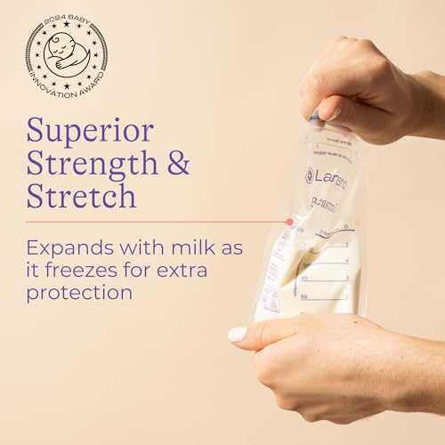 Lansinoh Breastmilk Storage Bags, 100 Count, Baby Essentials, Fast Freeze & Thaw Breast Milk Bags for Baby Bottle Feeding, Superior Strength & Stretch, 6 Ounce