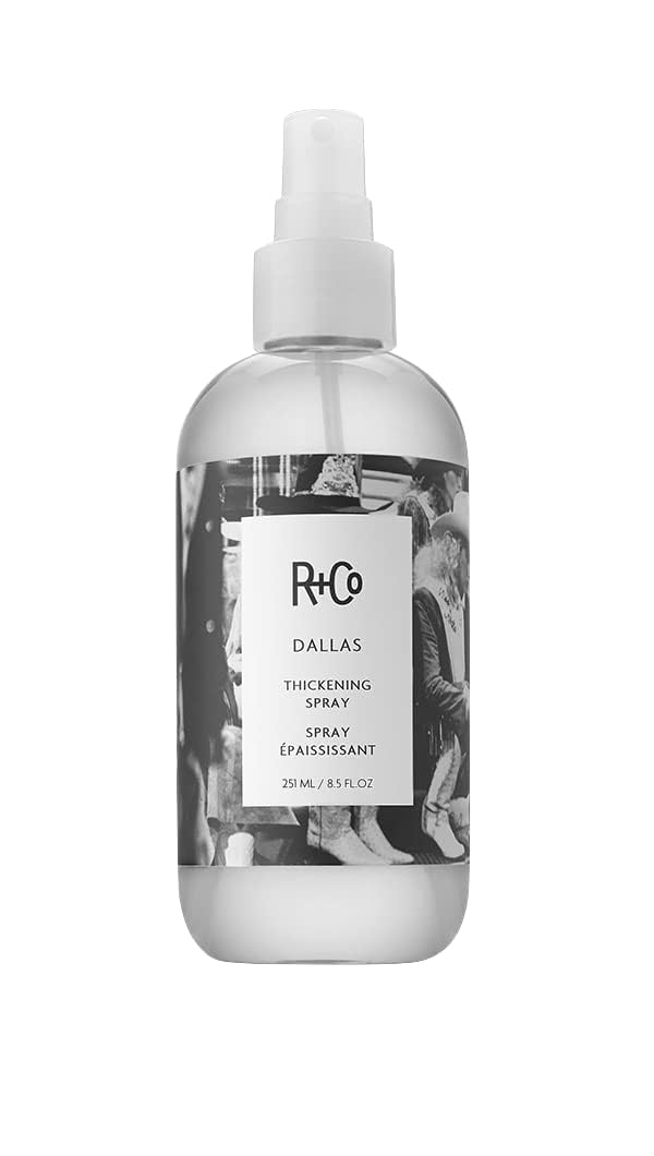 R+Co Dallas Hair Thickening Spray | Volumizing & Texturizing Spray for All Lengths | Adds Volume, Body & Shine | Perfect for Blowouts, Curling Irons & Roller Sets | 8.5 oz