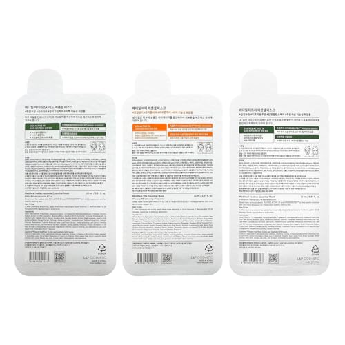 Mediheal Sheet Mask Essential HERO 6 pack (Tea Tree, Madecassoside, Vita)| Korean Skincare Facial Sheet Mask Combo Moisturizing, Soothing and for Blemishes