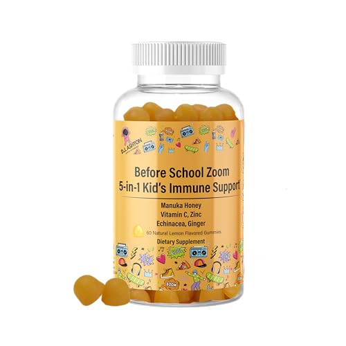 Generic 5-in-1 Kid's Immune Support Gummy, Manuka Honey, Vitamin C, Zinc, Echinacea, Ginger, Gummy Supplement, Essential Immune Support Gummies for Daily Use, Natural Citrus Flavored - 60 Count