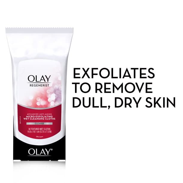 OLAY Regenerist Advanced Anti-Aging Micro-Exfoliating Cleansing Cloths 30 Each (Pack of 2)