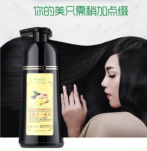 MADAME FIN MOKERU Ginger Black Hair Shampoo Magic 5 minutes natural black hair dye Component Healthier Smell More Fragrant Longer-Lasting Color