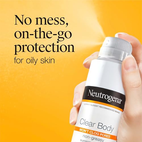 Neutrogena Clear Body SPF 50 Sunscreen Spray, Non-Greasy, Broad Spectrum Full Body Sunscreen Ideal for Oily Skin Moisturizes & Cools, Non-Comedogenic Spray Sunscreen, Oxybenzone-Free, 5 oz