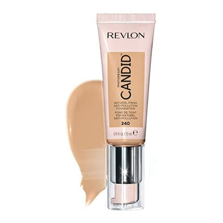Revlon PhotoReady Candid Natural Finish Foundation, with Anti-Pollution, Antioxidant, Anti-Blue Light Ingredients, 240 Natural Beige, 0.75 fl. oz.