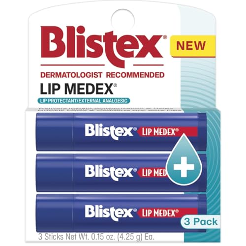 Blistex Lip Medex Stick, 3 Count, 0.15 oz Each, Advanced Hydration, Medicated Relief with Cooling, Soothes and Protects, Restores Healthy Moisture Balance to Lips, 1 Pack