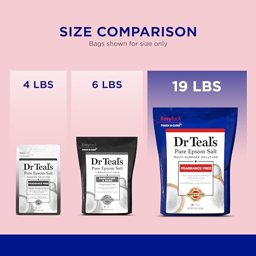 Dr Teal's Epsom Magnesium Salt Soak Bulk, Fragrance Free, 19 lbs