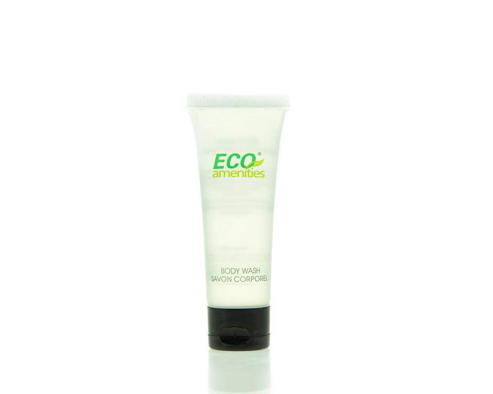 ECO Amenities Transparent Tube Flip Cap Individually Wrapped 30ml Shower Gel, 200 Tubes per Case