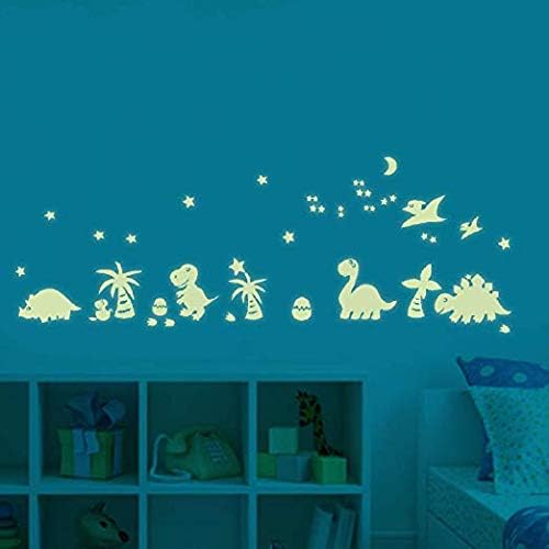 Wall Decals Glow in Dark, BENBO Dinosaurs Decorations Peel DIY Luminous Vinyl Wall Stickers for Kids Girls Bedroom Home Nursery