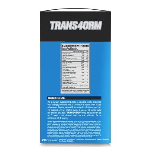 EVL Weight Loss Support Stack - Trans4orm Thermogenic Fat Burner & Metabolism Support Pills with Green Coffee Bean Extract and Forskolin Plus LeanMode Non-Stimulant