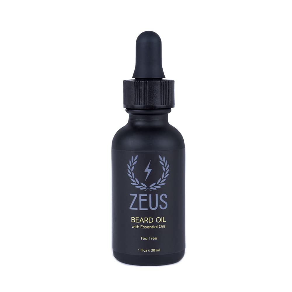 ZEUS Beard Oil for Men - 1 oz - All-Natural Beard Conditioning Oil to Soften Beard and Mustache Hairs (TEA TREE)