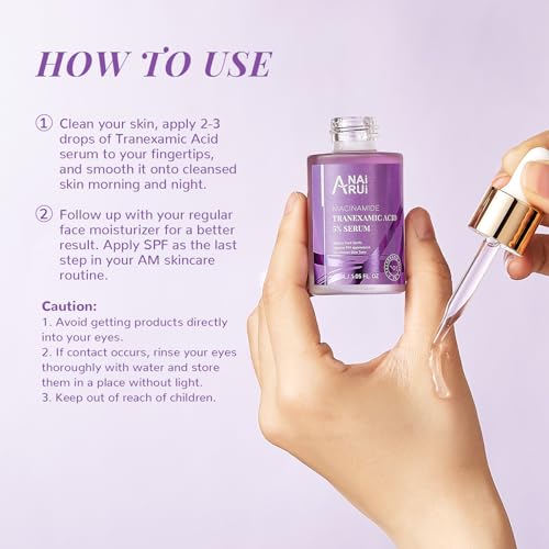 ANAI RUI 5% Tranexamic Acid Serum With Niacinamide, Kojic Acid, Arbutin, Reduce Dark Spot, PIH, for Uneven Skin Tone 1FL.Oz