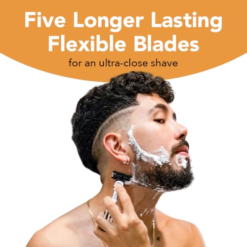 BIC Flex 5 Men's Disposable with 5 Blade Razors, Longer Lasting Flexible Blades and Precision Edging Blade, 4-Pack