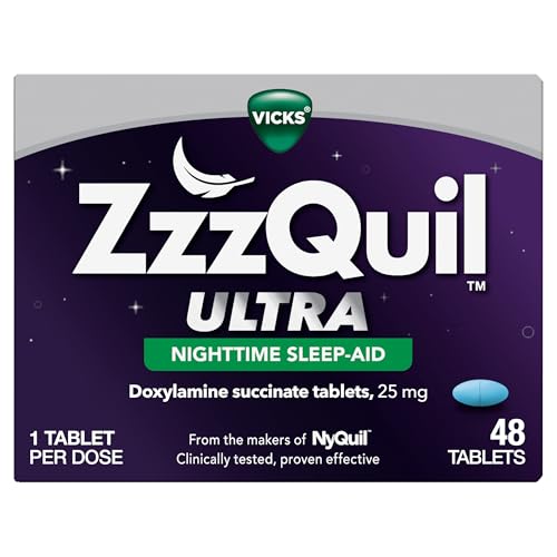 ZzzQuil ULTRA, Sleep Aid, Doxylamine Succinate 25mg, Sleep Aids for Adults, Nighttime Sleep Aid, 48 Tablets