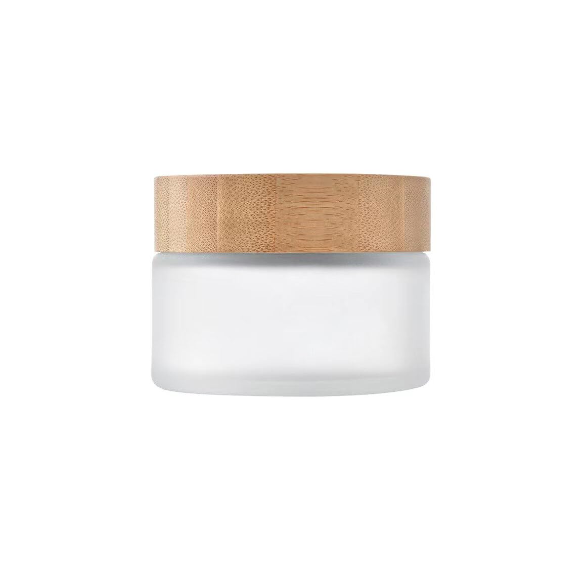 100ml Bamboo Lid Frosted Glass Bottle Cream Jars Empty Refillable Cosmetic Container Face Lotion Cream Box Pot for Makeup Lip Balm Eye Cream